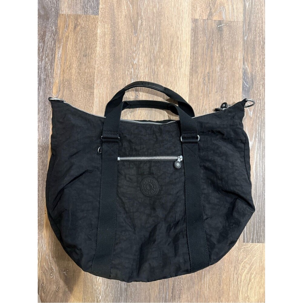 Kipling Black Digihipstr Nylon Duffel Bag with Top Handles and shoulder strap